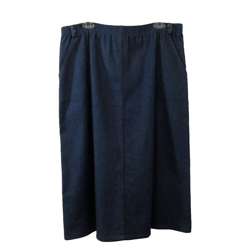 Napa Valley Denim Skirt Midi Sz 16 Pull On Elastic Vintage Blue Jean Belt Loops